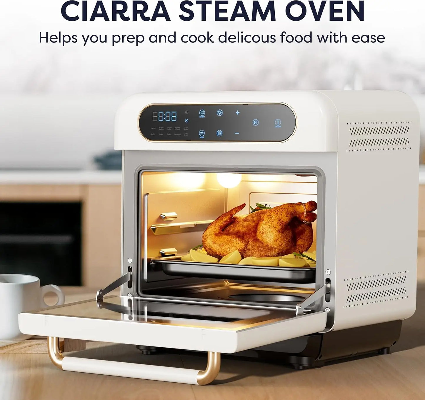 XMSJ 8-In-1 Air Fryer Steam Countertop Toaster Oven Kitchen Cooker