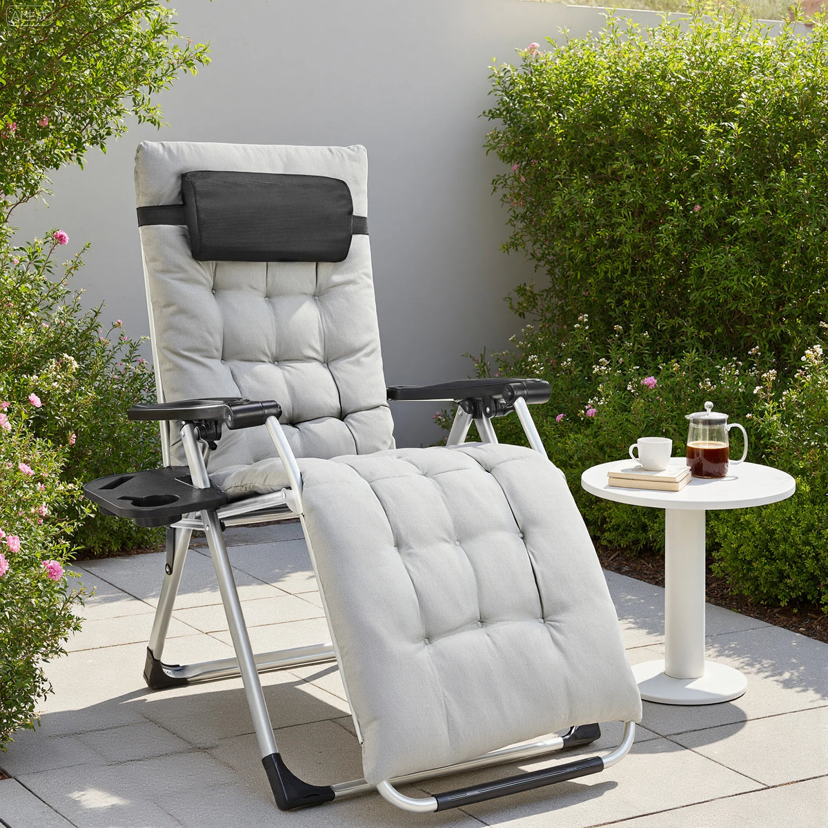 JHK Zero Gravity Portable Recliner With Cup Holder Outdoor Lounge
