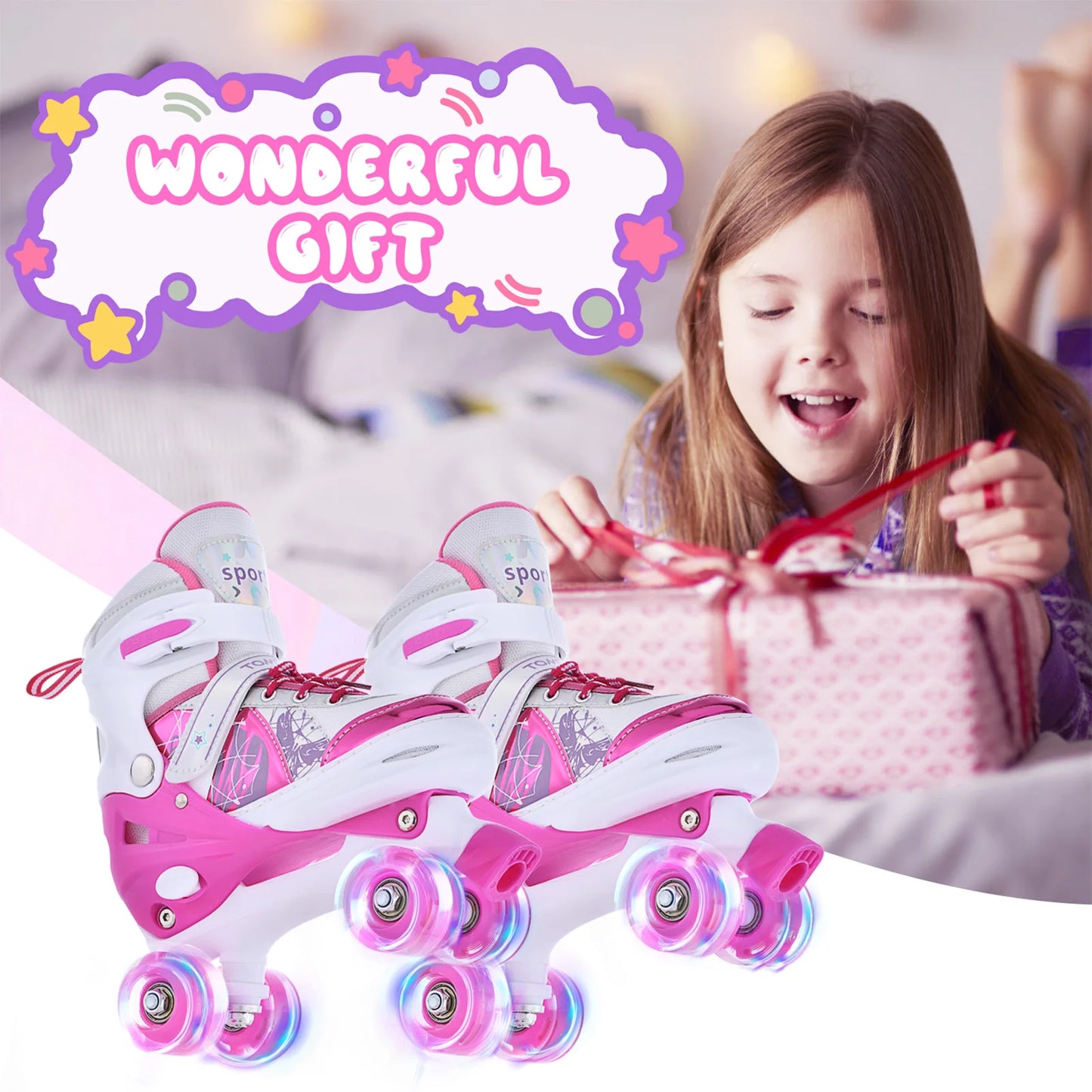 Adjustable Luminous Roller Skates for Kids Girls Boys