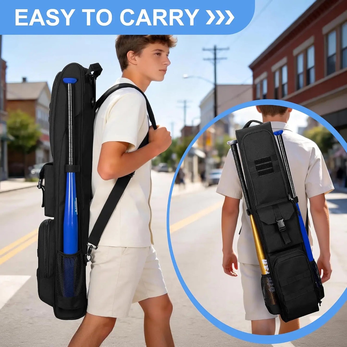 Baseball And Softball Bat Bag For 6 Bats With Pockets