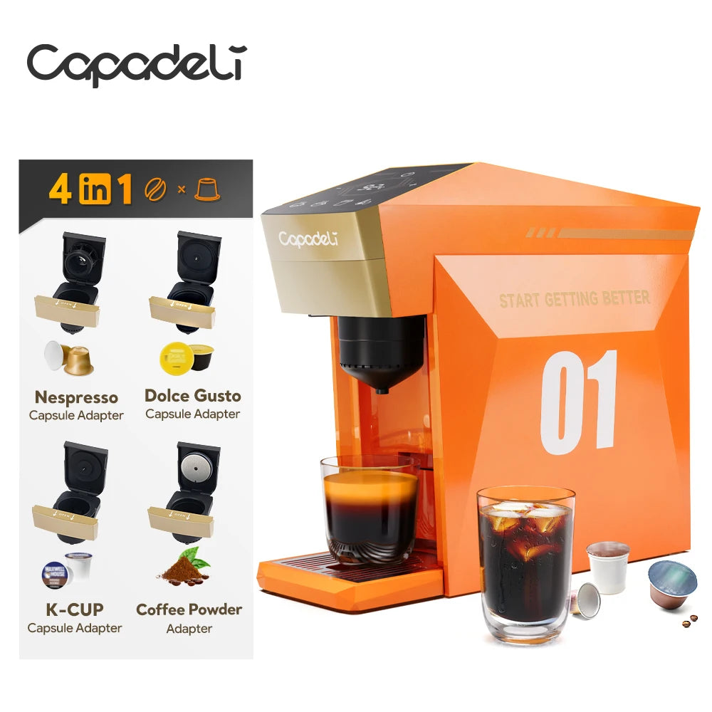 Capadeli 4in1 Espresso Machine Compatible K Cup Nespresso Ground Coffee