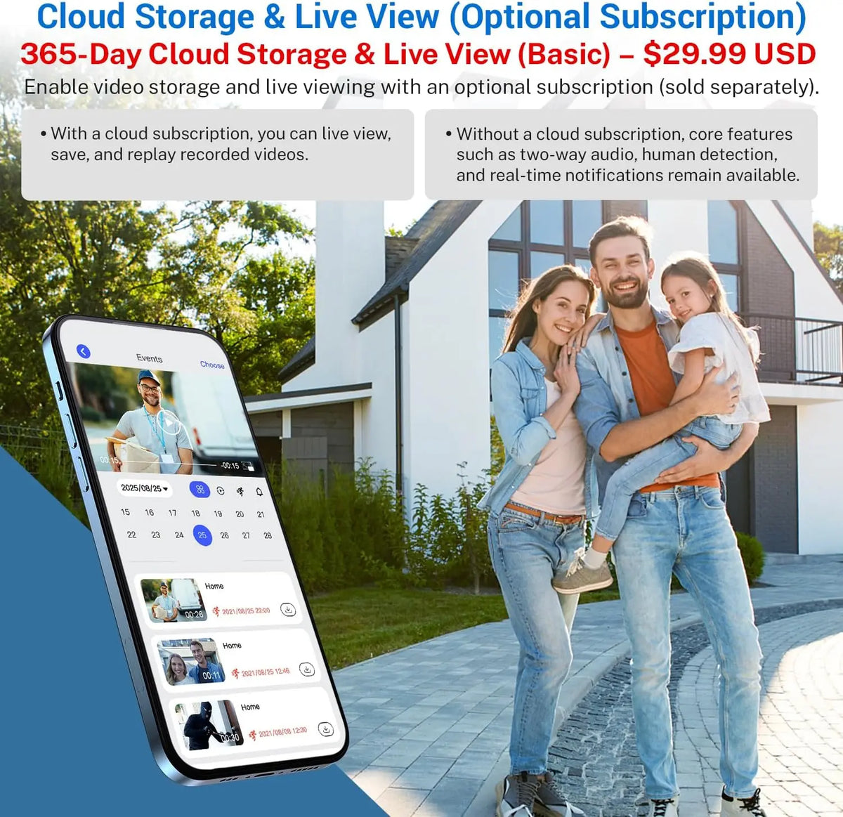 Smart Wireless Video Doorbell Camera With AI Human Detection