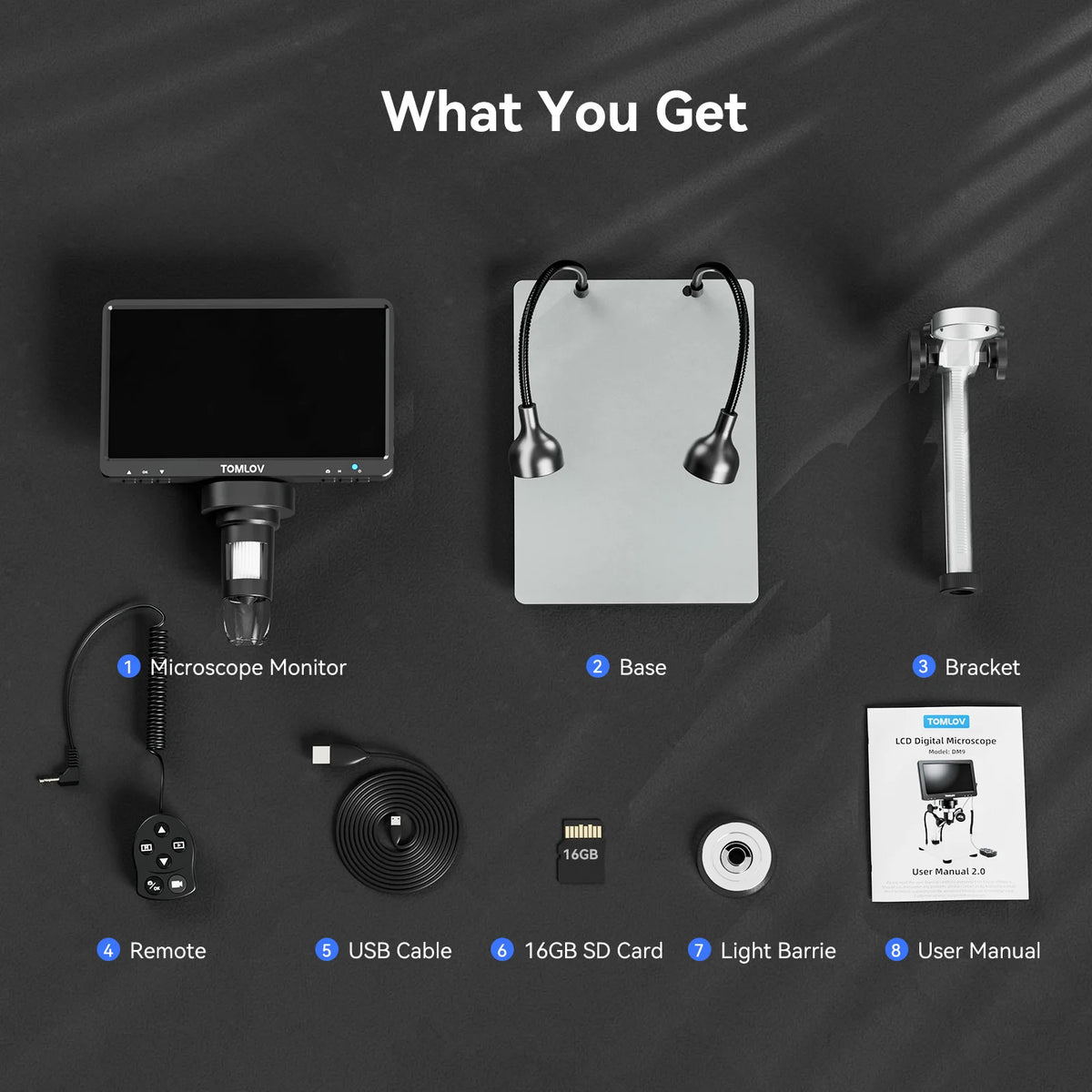 TOMLOV LCD Digital Microscope 1200X HDMI 12MP For Electronics Soldering