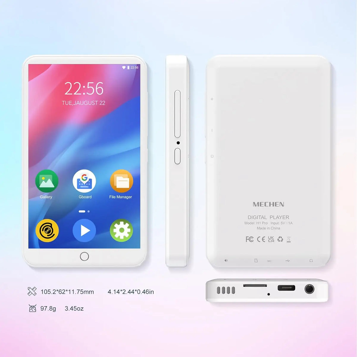 Mechen Android 9.0 MP3 Player Bluetooth 512GB 16GB Internal Storage