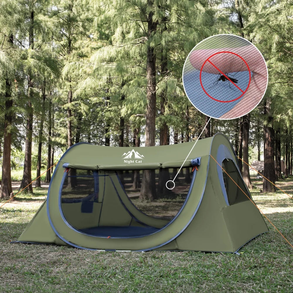 Night Cat Two Person Pop Up Tent Waterproof With Mosquito Net