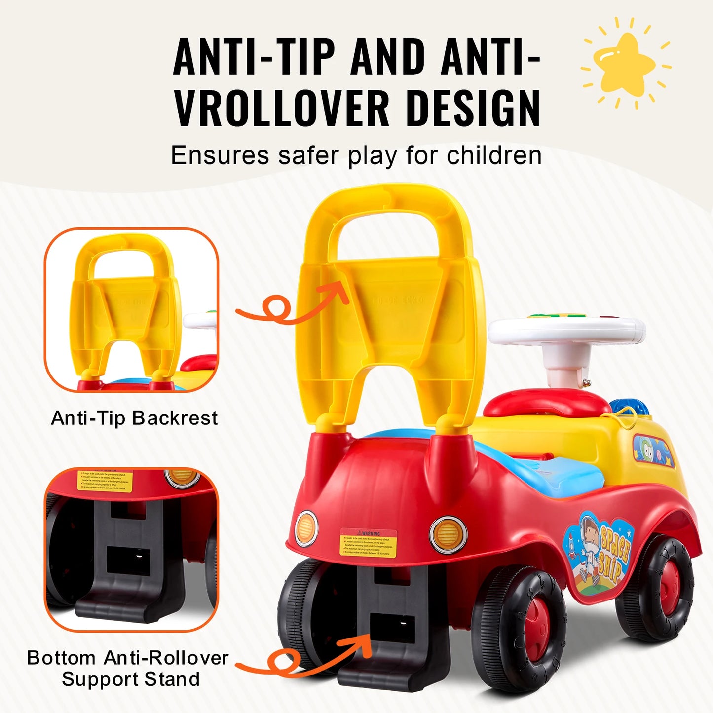 SucceBuy Toddler Ride On Push Car Sit To Stand Toy