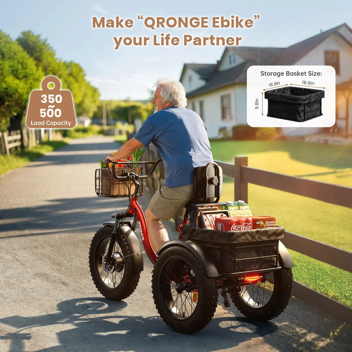 QRONGE 960W Peak Electric Tricycle With 36V Battery