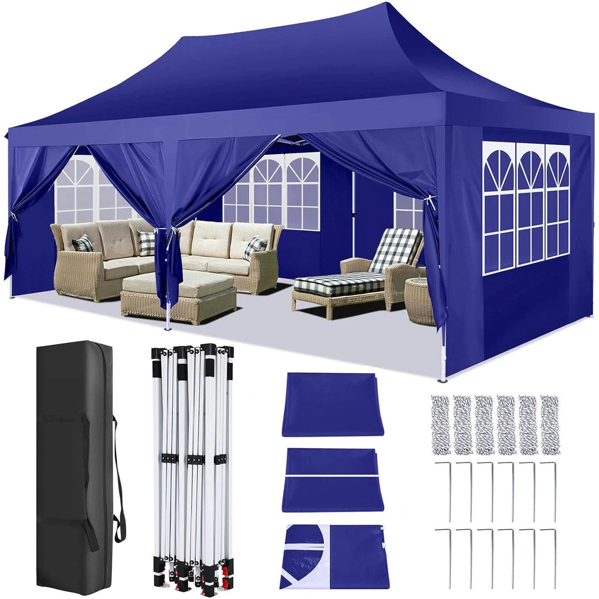 COBIZI 10x20ft Pop Up Canopy Gazebo With Sidewalls