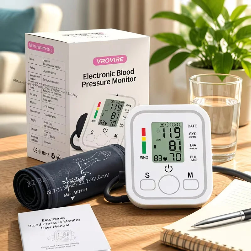 Upper Arm Blood Pressure Monitor With Digital Heart Rate LCD