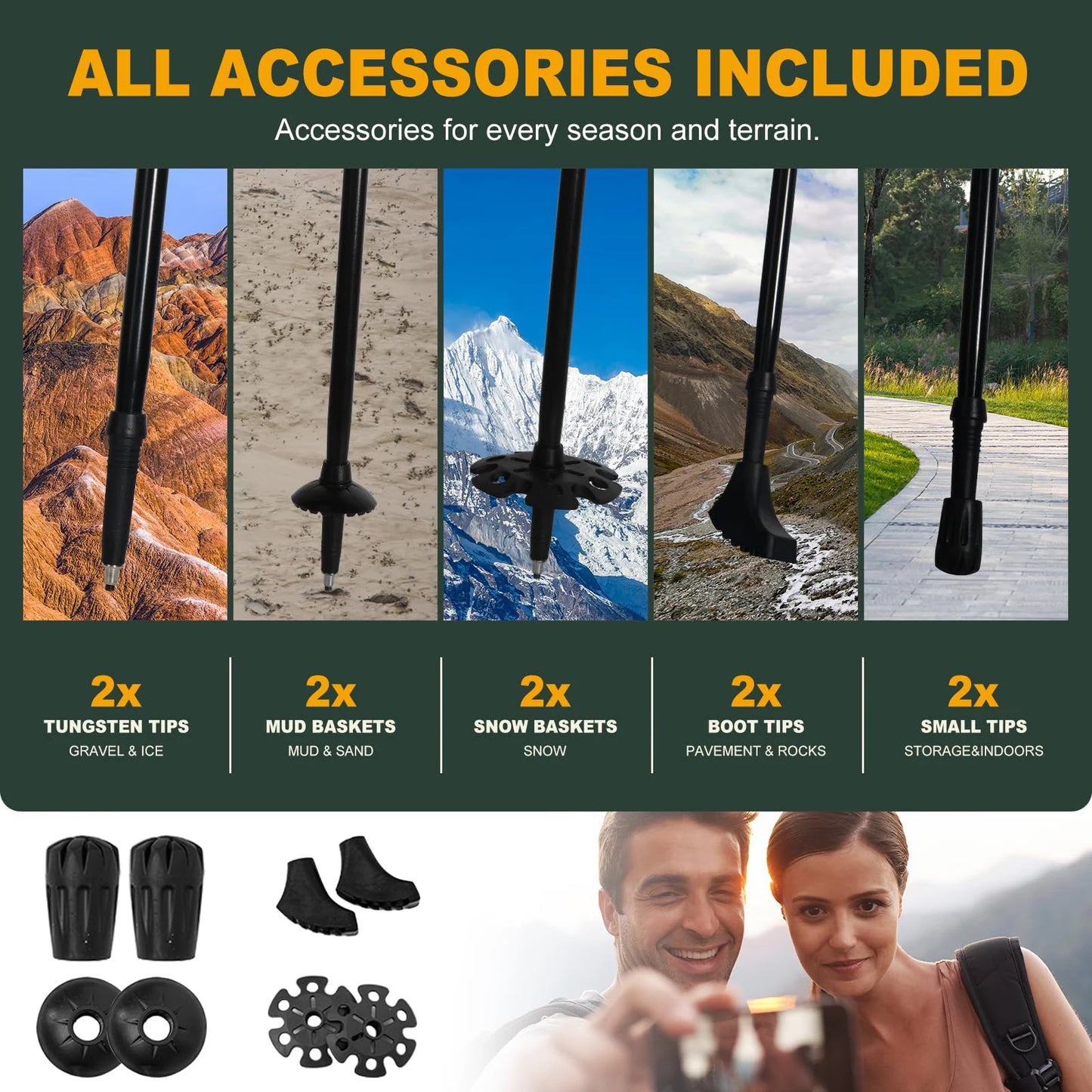 Ultralight 5-Section Folding Aluminum Trekking Pole for Hiking