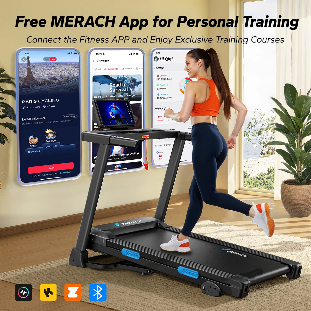 MERACH Foldable Treadmill T12 With Incline And Double Deck
