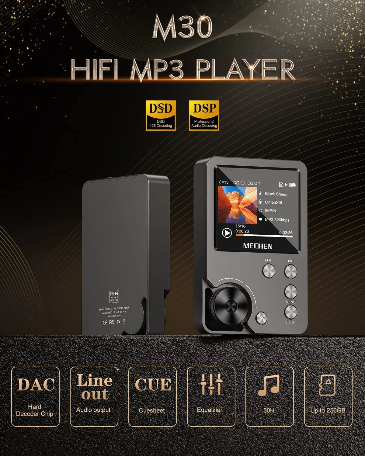 Mechen Portable Hi Fi Digital Audio Player Supports Lossless Dsd