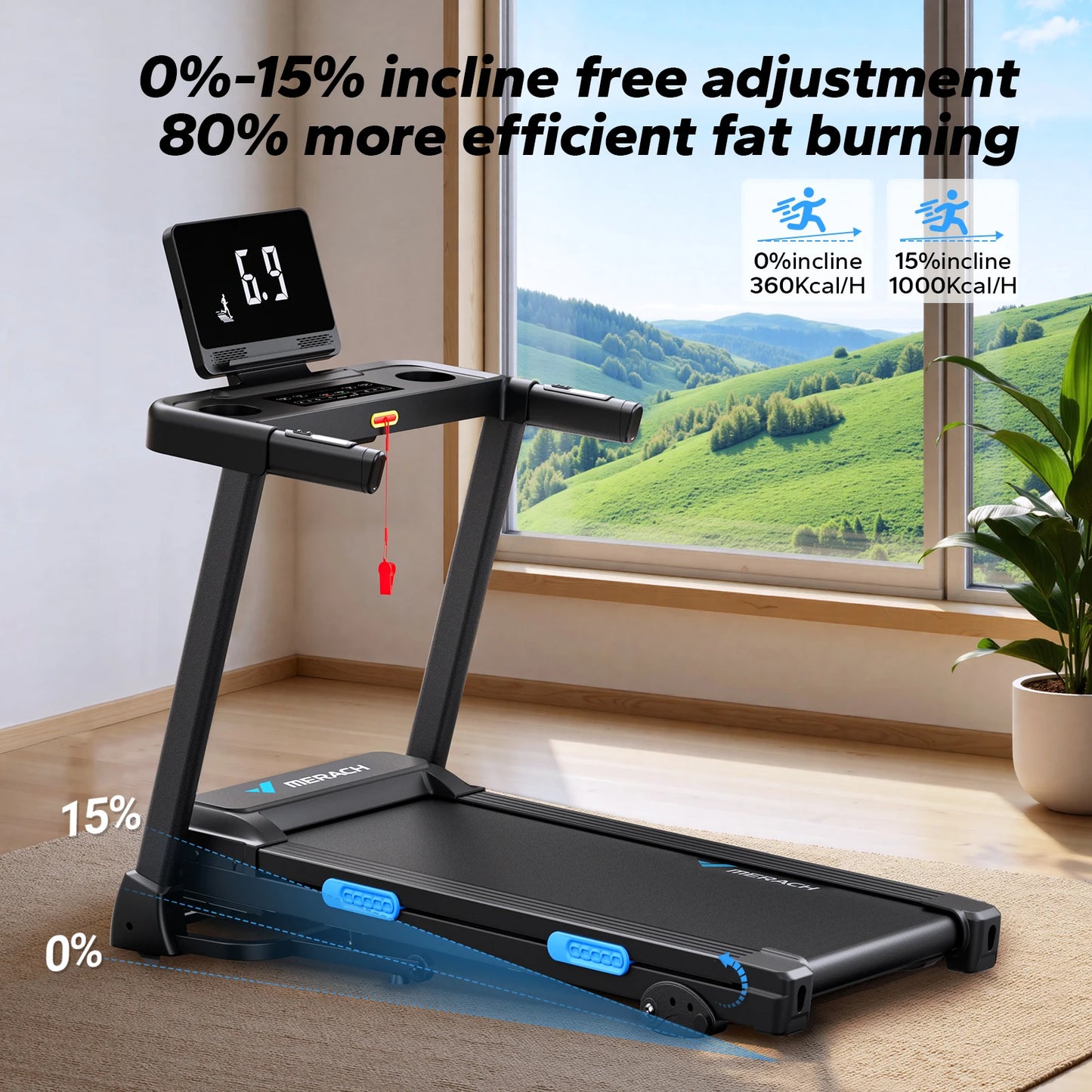 MERACH Foldable Treadmill T12 With Incline And Double Deck