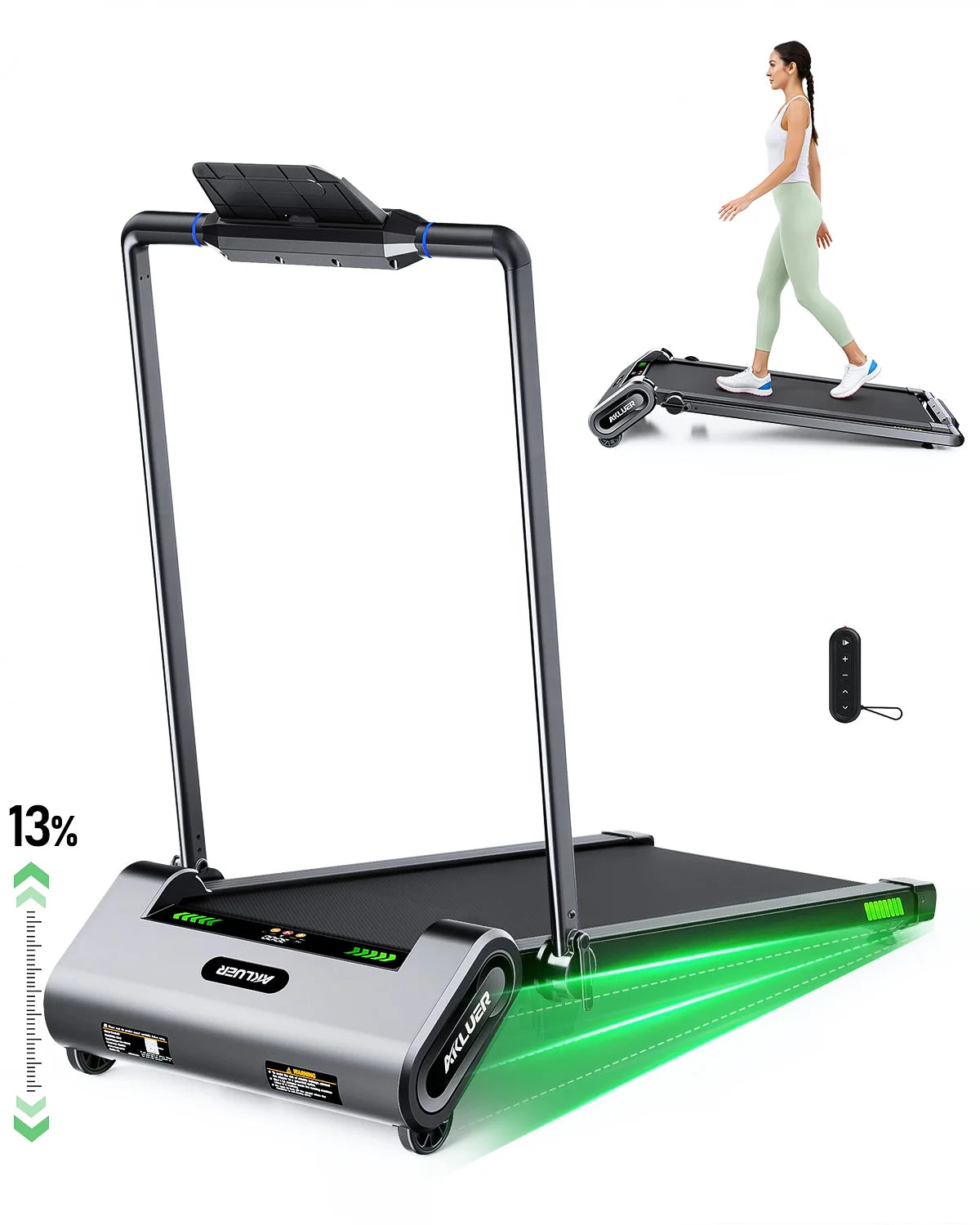 AKLUER Auto Incline Walking Pad Under Desk Treadmill TwoPointFiveHP