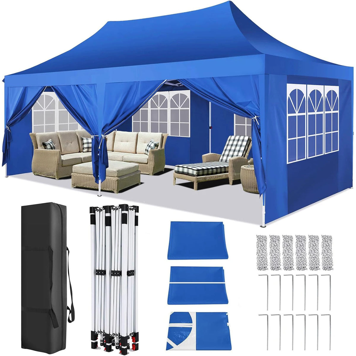 COBIZI 10x20ft Pop Up Canopy Gazebo With Sidewalls