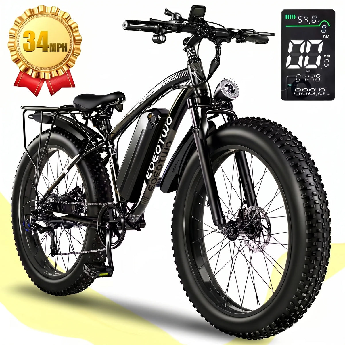 EOEOTWO 1500W Fat Tire Electric Bike All Terrain Ebike 34MPH
