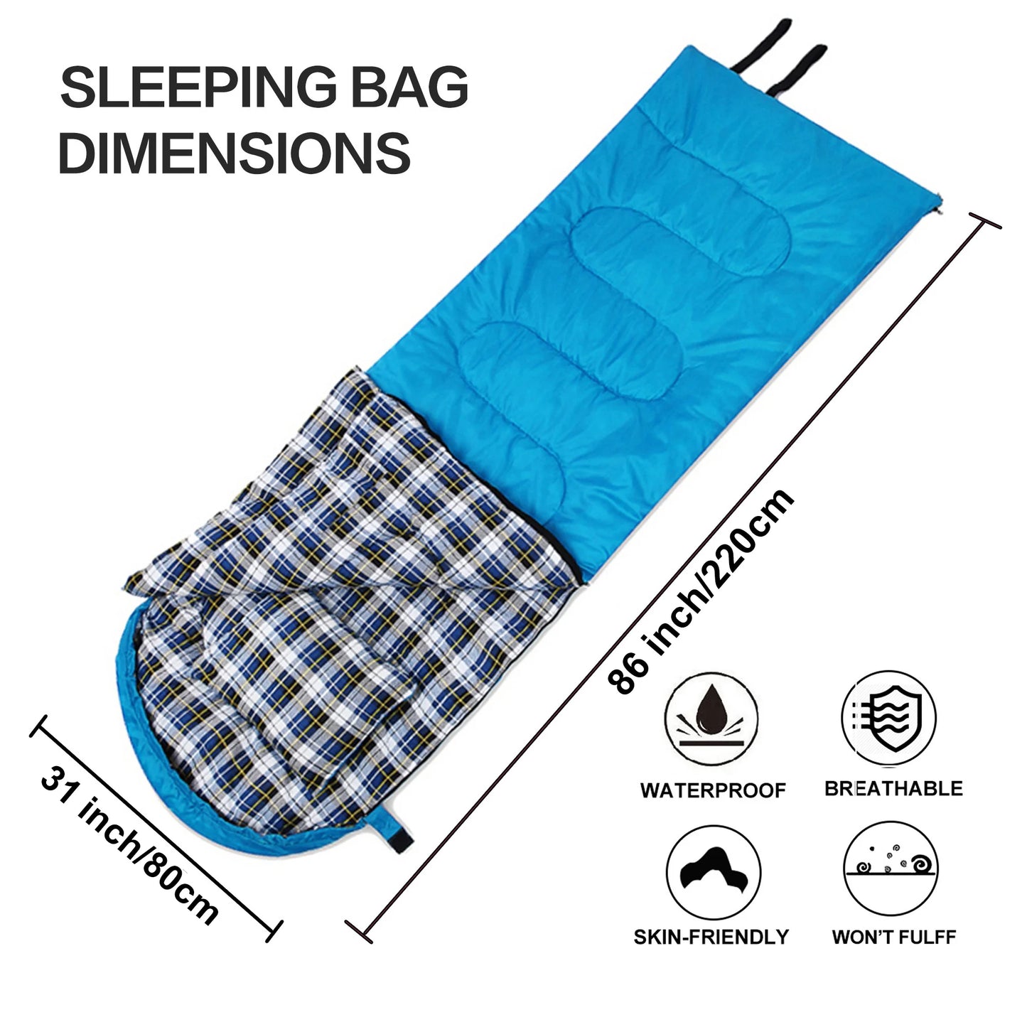 Desert&Fox Soft Flannel Sleeping Bag With Pillow For Winter Camping