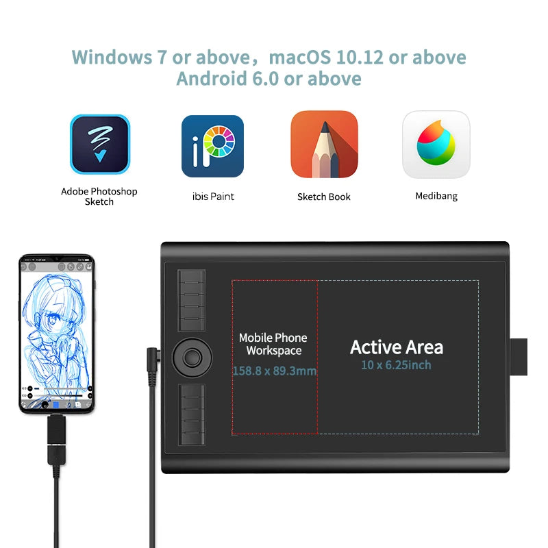 GAOMON M10K Pro Graphics Tablet For Drawing With Tilt