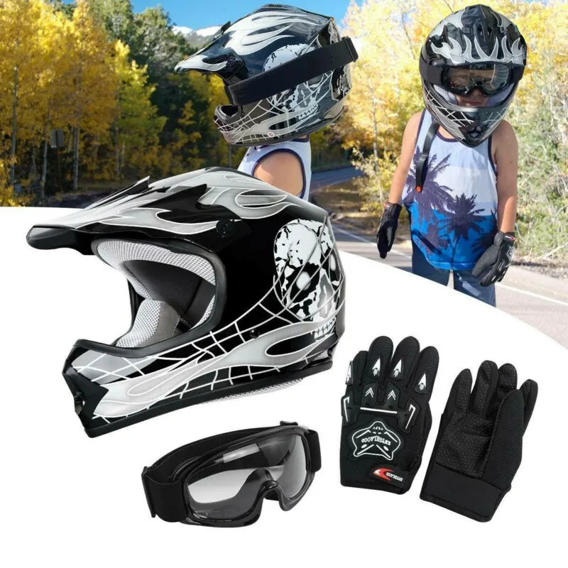 TCMT DOT Full Face Youth Motorcycle Helmet For Kids Offroad