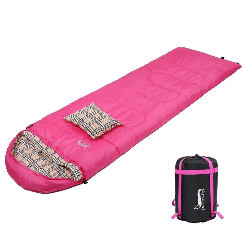 Desert&Fox Soft Flannel Sleeping Bag With Pillow For Winter Camping