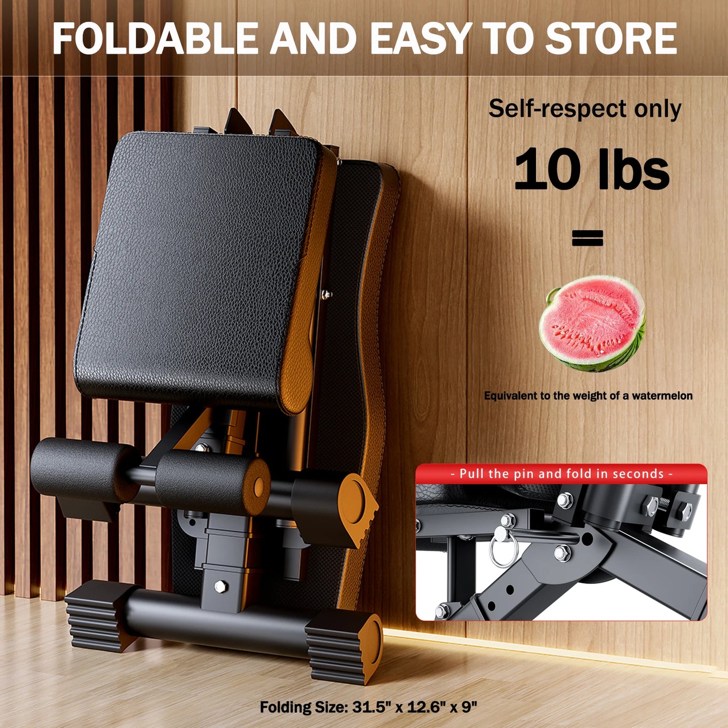 Foldable Weight Bench For Full Body Workout, Adjustable, 1000 Lbs Capacity
