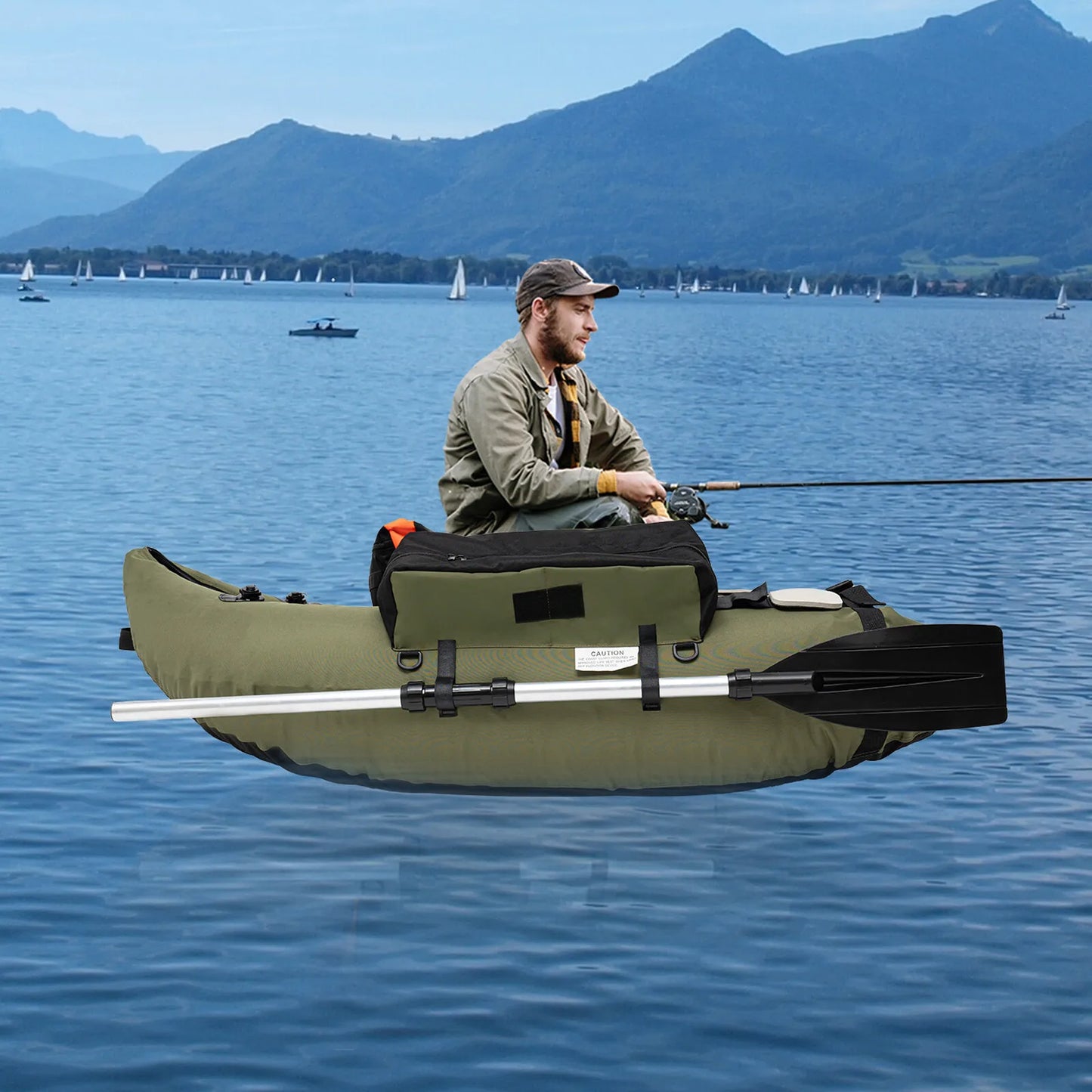 Outdoor Inflatable Fishing Boat With Adjustable Backrest 130kg Load