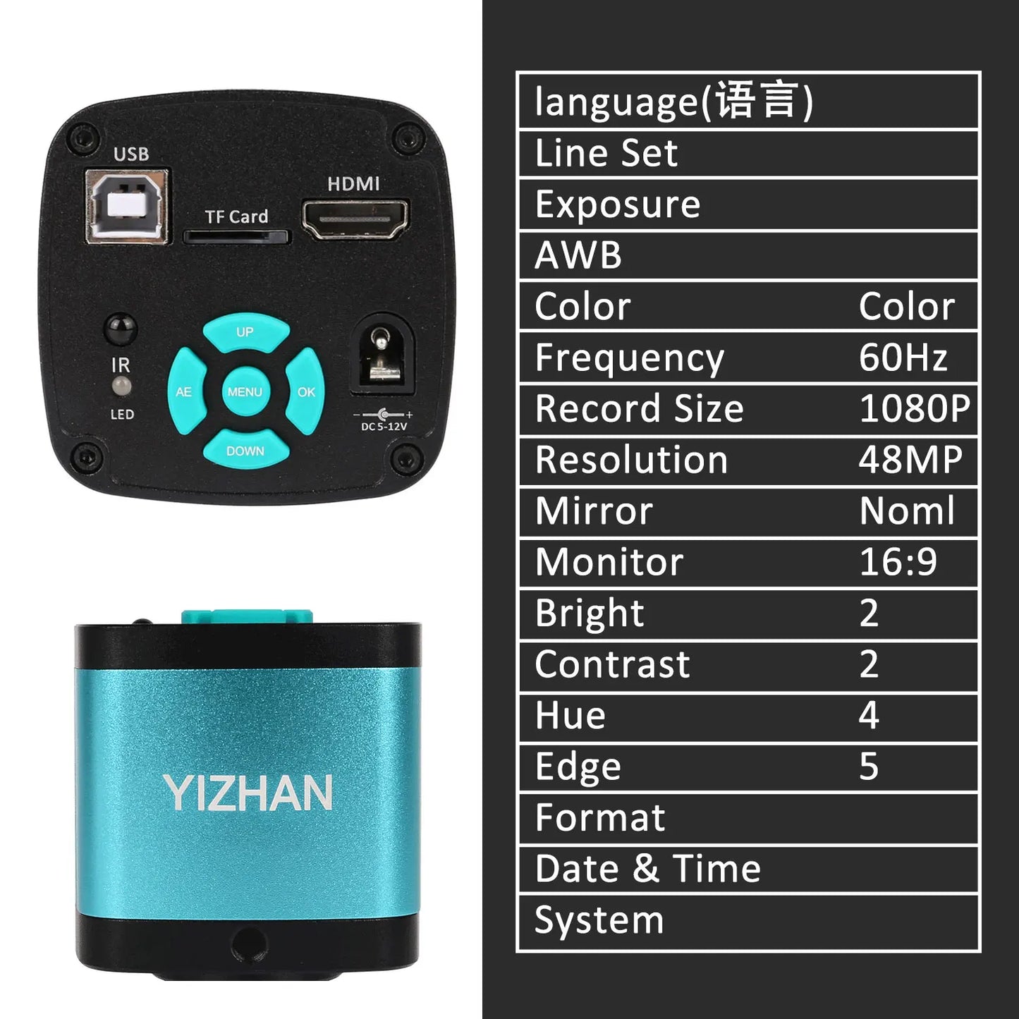 YIZHAN 48MP 4K Soldering Microscope With HDMI USB Camera