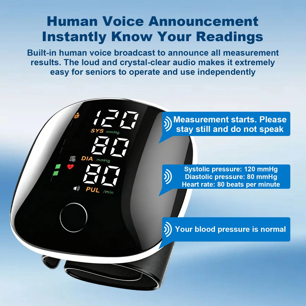 Rechargeable Wrist Blood Pressure Monitor With 240 Memory For Home