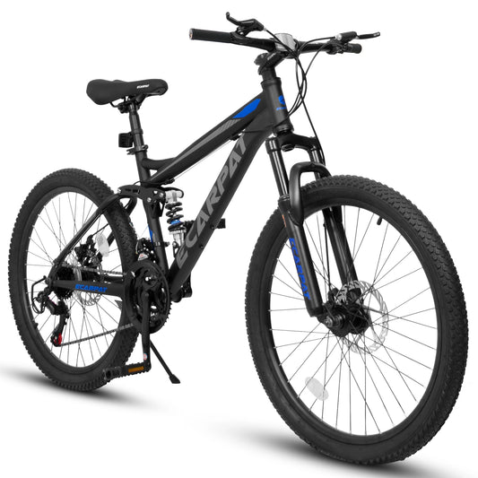 Ecarpat Dual Full Suspension Mountain Bike With 21Speed Disc Brakes