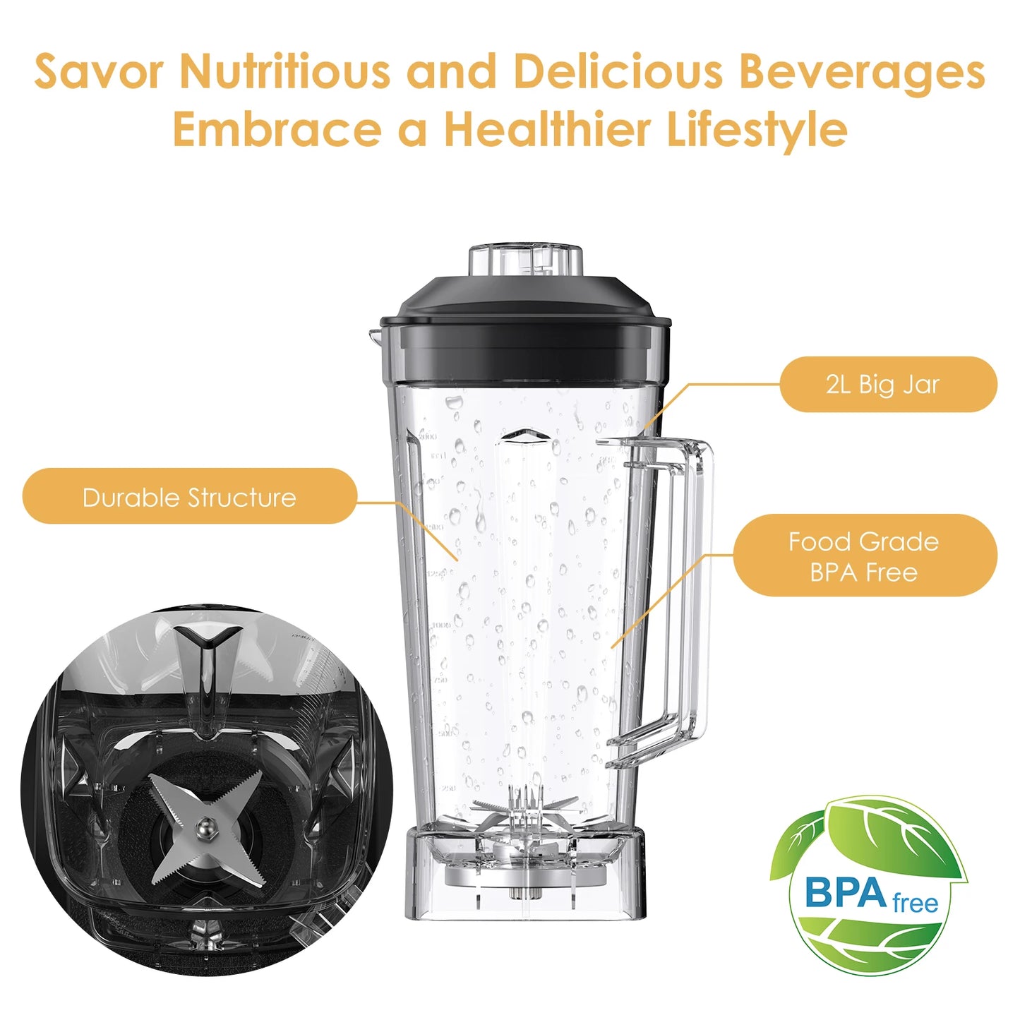 Biolomix 2200W Heavy Duty Grade Blender Mixer Juicer Processor