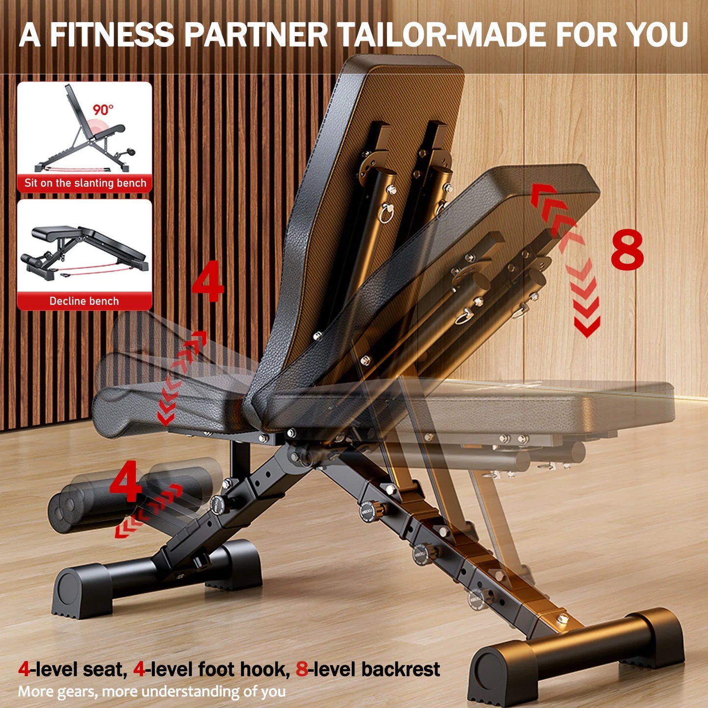 Foldable Weight Bench For Full Body Workout, Adjustable, 1000 Lbs Capacity