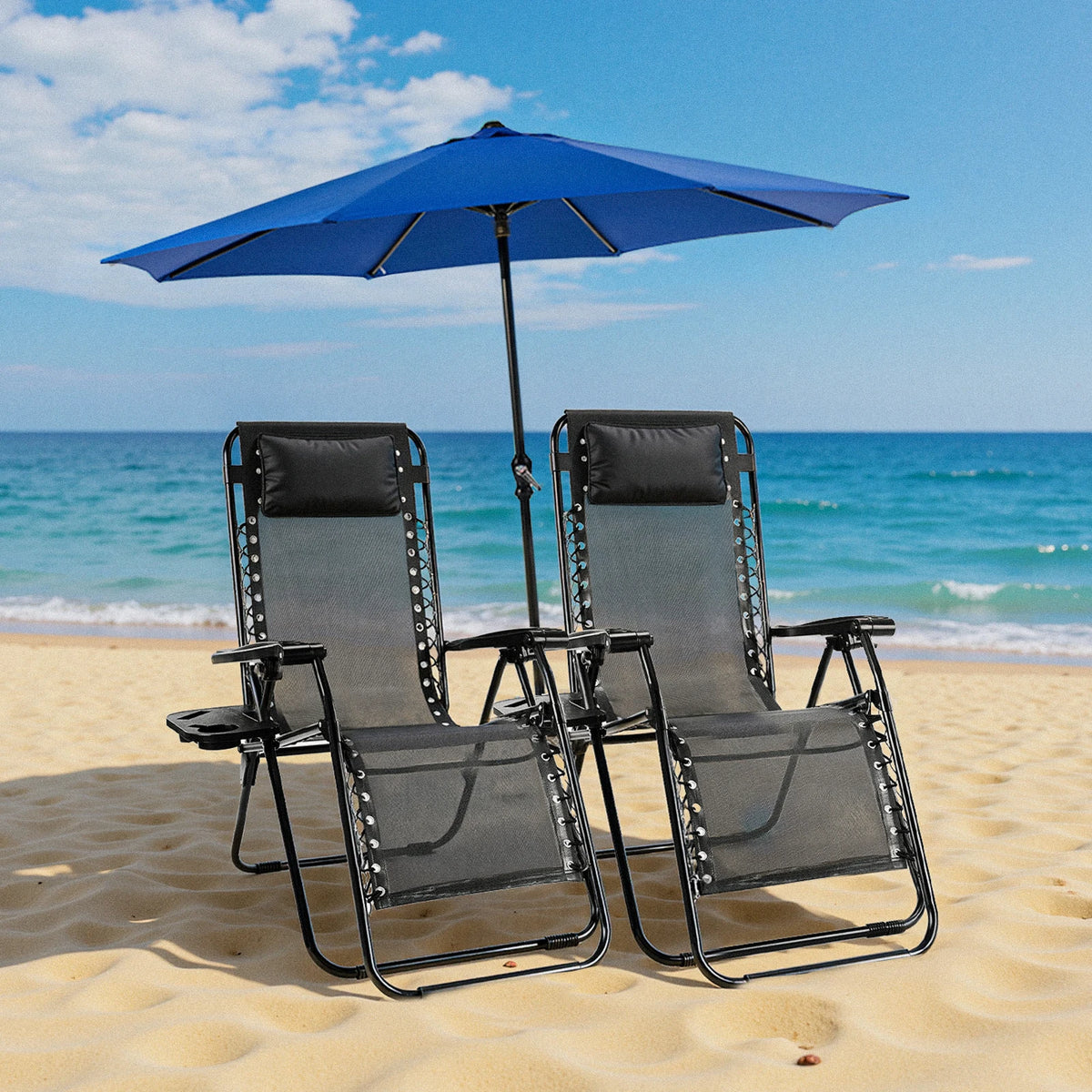 JHK Zero Gravity Portable Recliner With Cup Holder Outdoor Lounge
