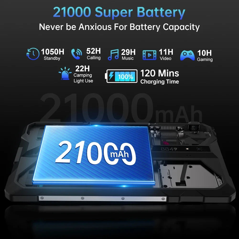 8849 Tank Pad Rugged Tablet With Projector 100 Lumens Android 5G