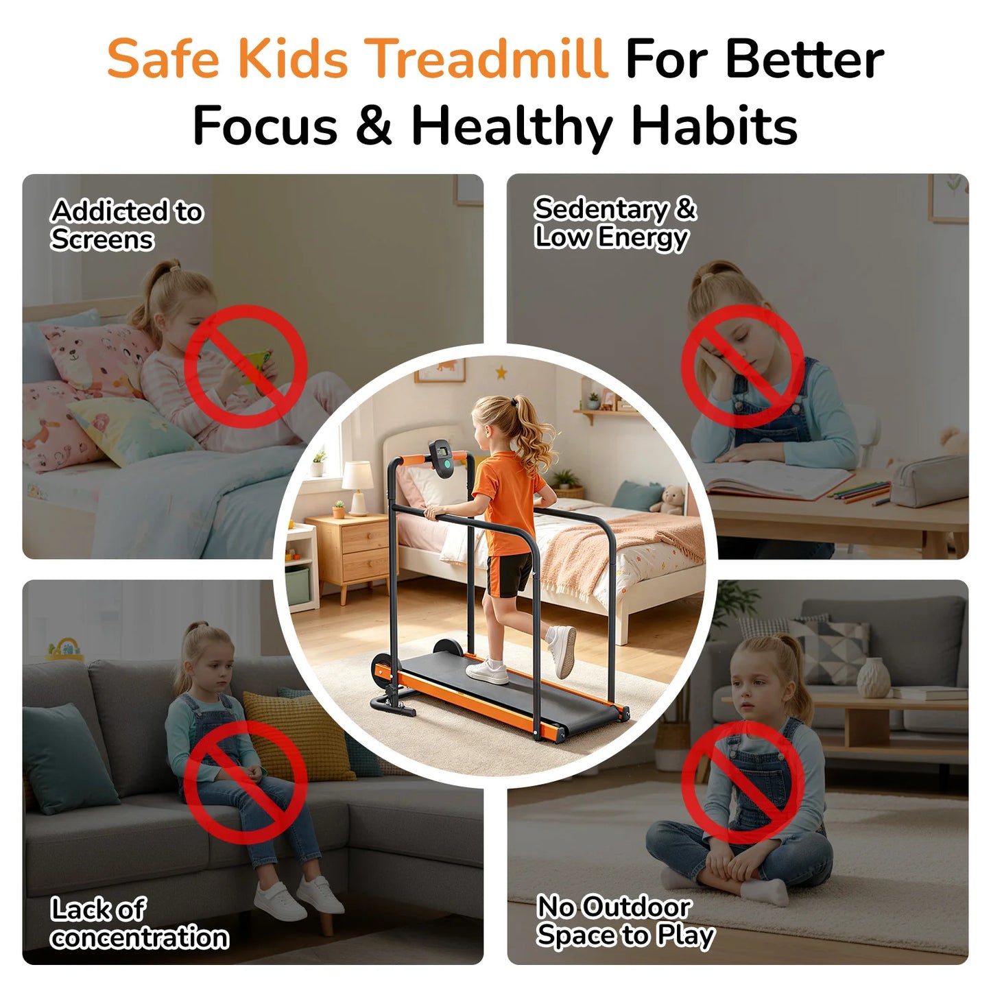 AKLUER Kids Walking Pad Treadmill Self Propelled Exercise Toy