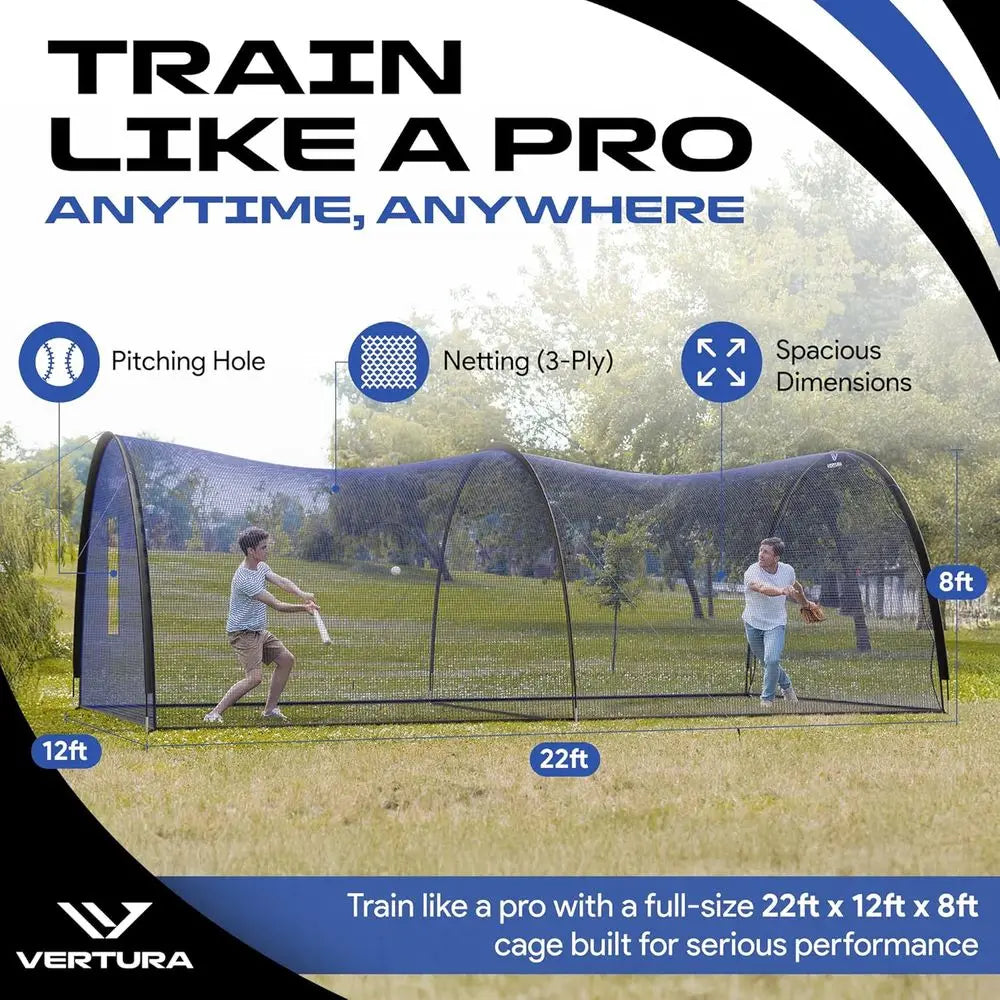 Portable Baseball Batting Cage With Easy Setup 3 Ply Net