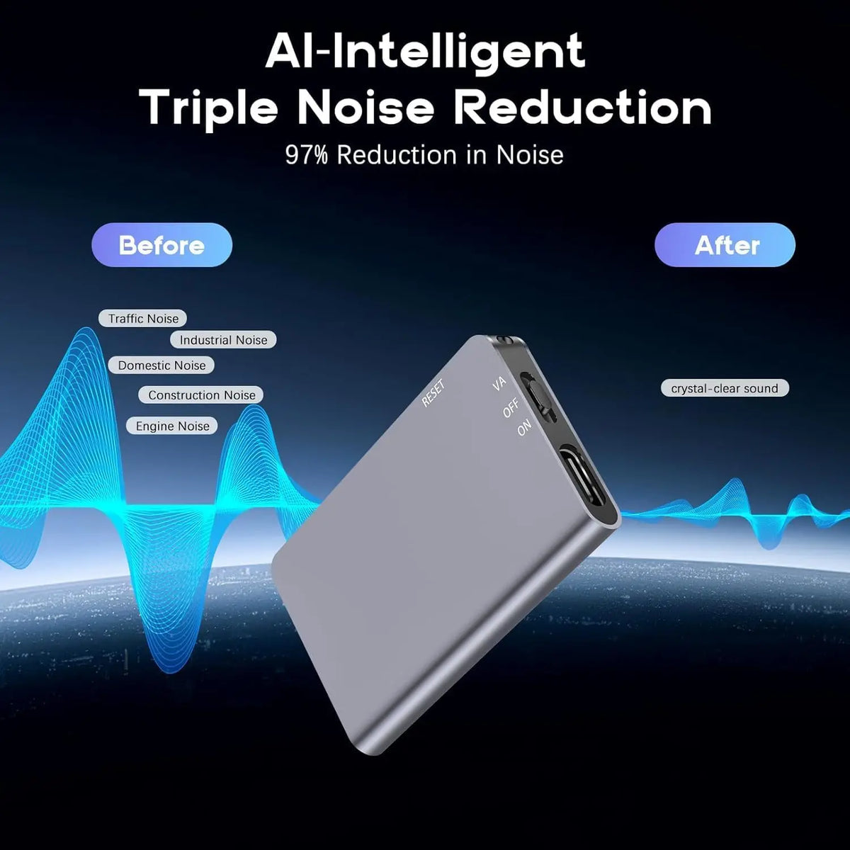 Voice Recorder With AI Noise Reduction And 40 Hour Recording Magnetic Design