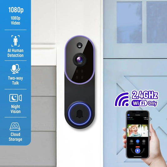 Smart Wireless Video Doorbell Camera With AI Human Detection