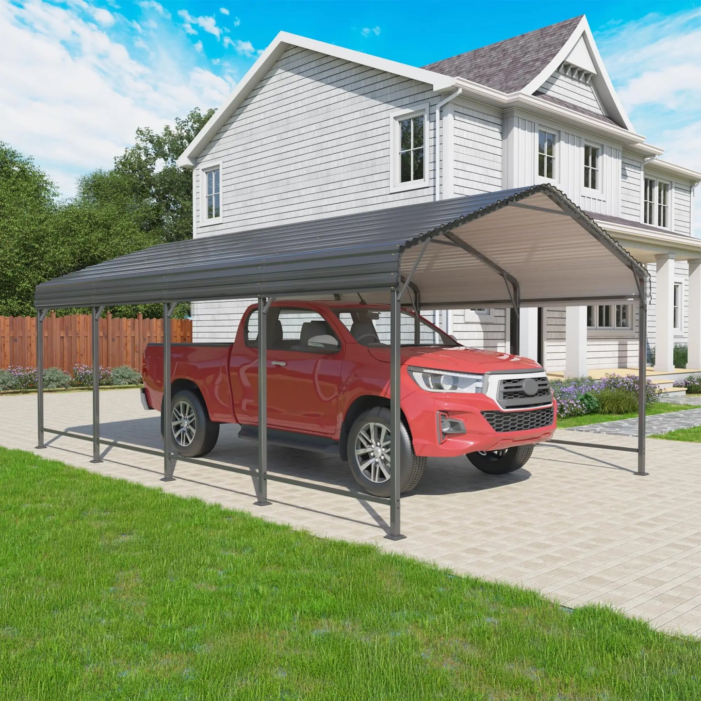 VIWAT Heavy Duty Metal Carport For Patio Or Garden