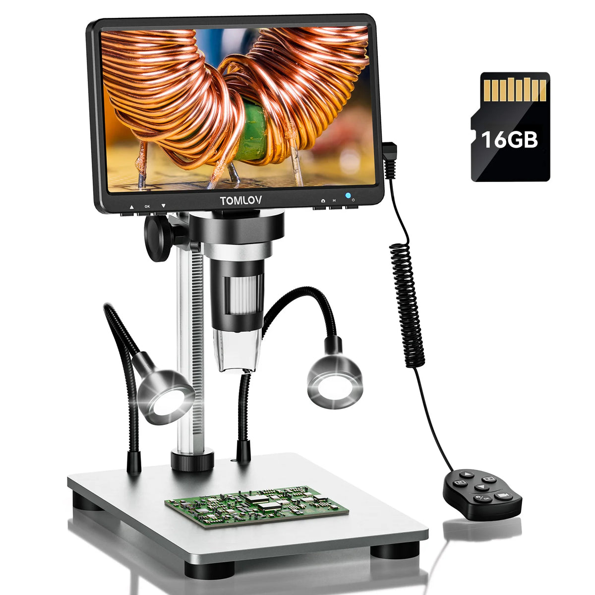 TOMLOV LCD Digital Microscope 1200X HDMI 12MP For Electronics Soldering