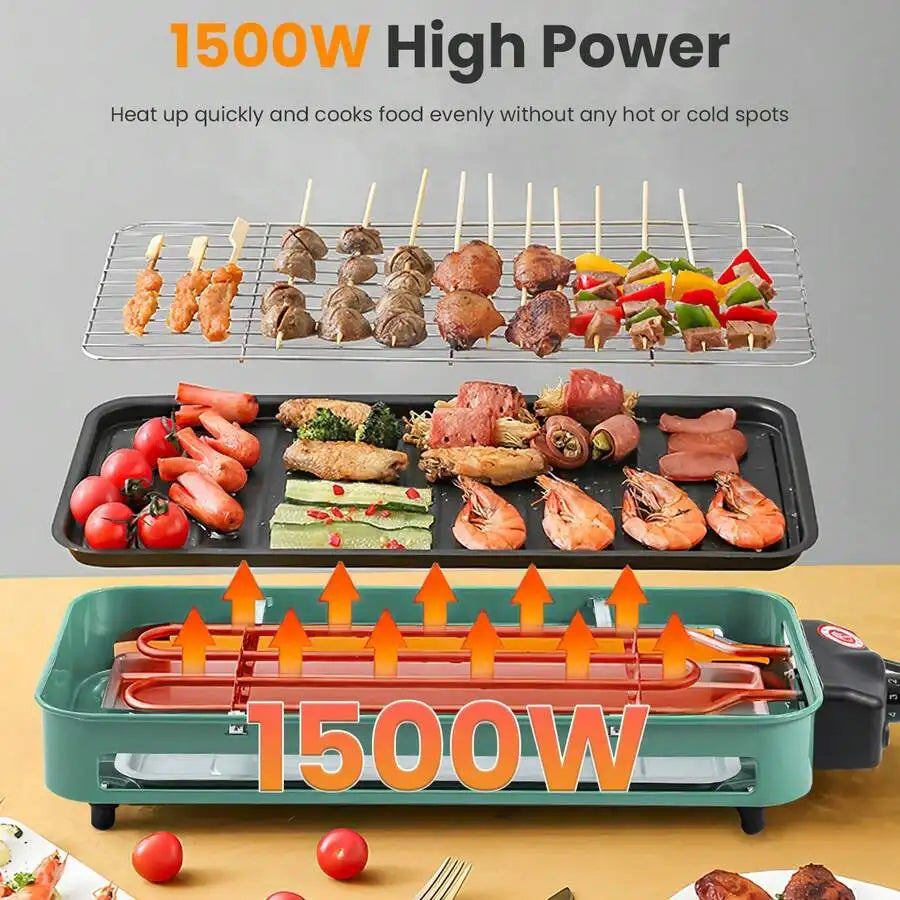 XMSJ 1500W Electric Indoor Grill 2-in-1 With Removable Plate