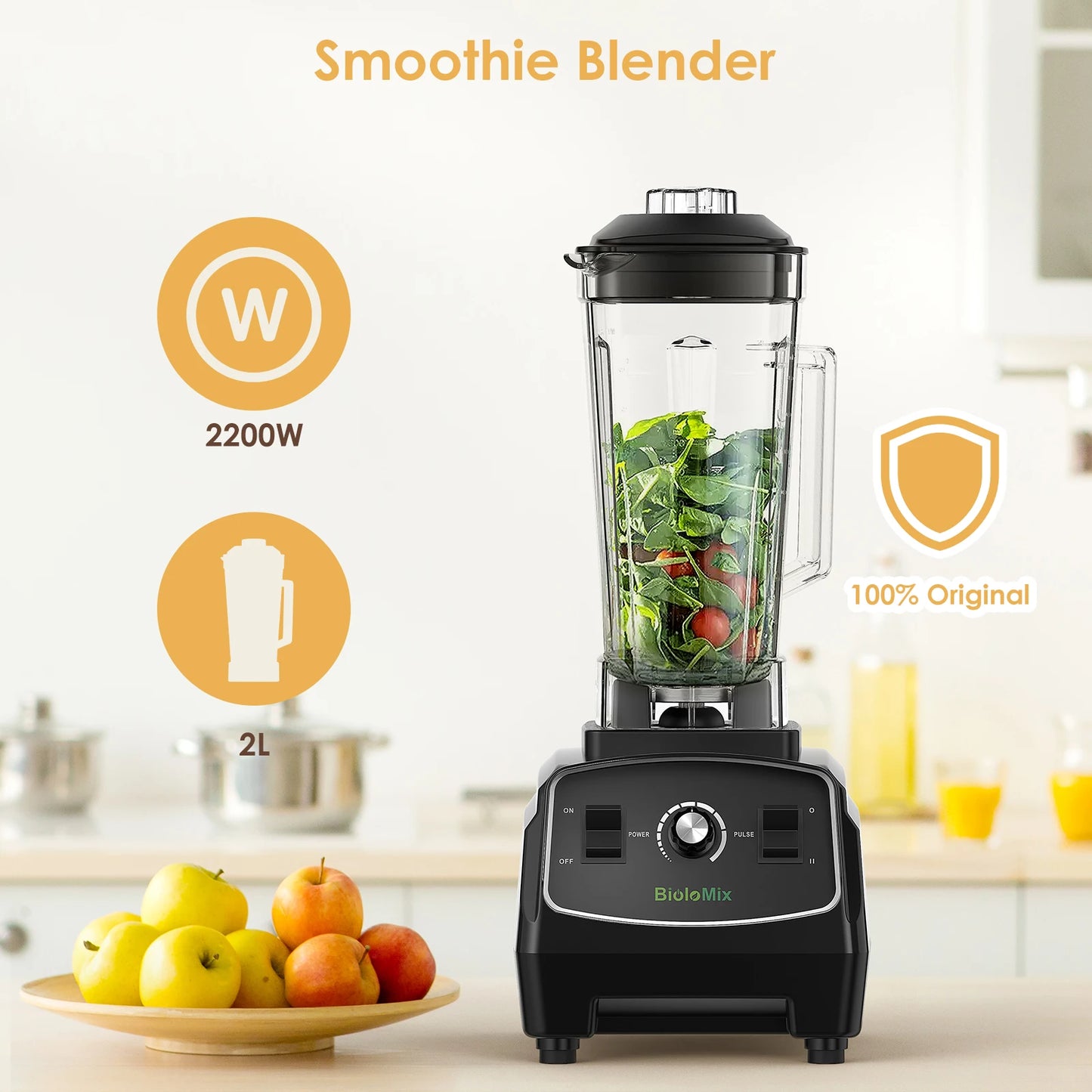 Biolomix 2200W Heavy Duty Grade Blender Mixer Juicer Processor