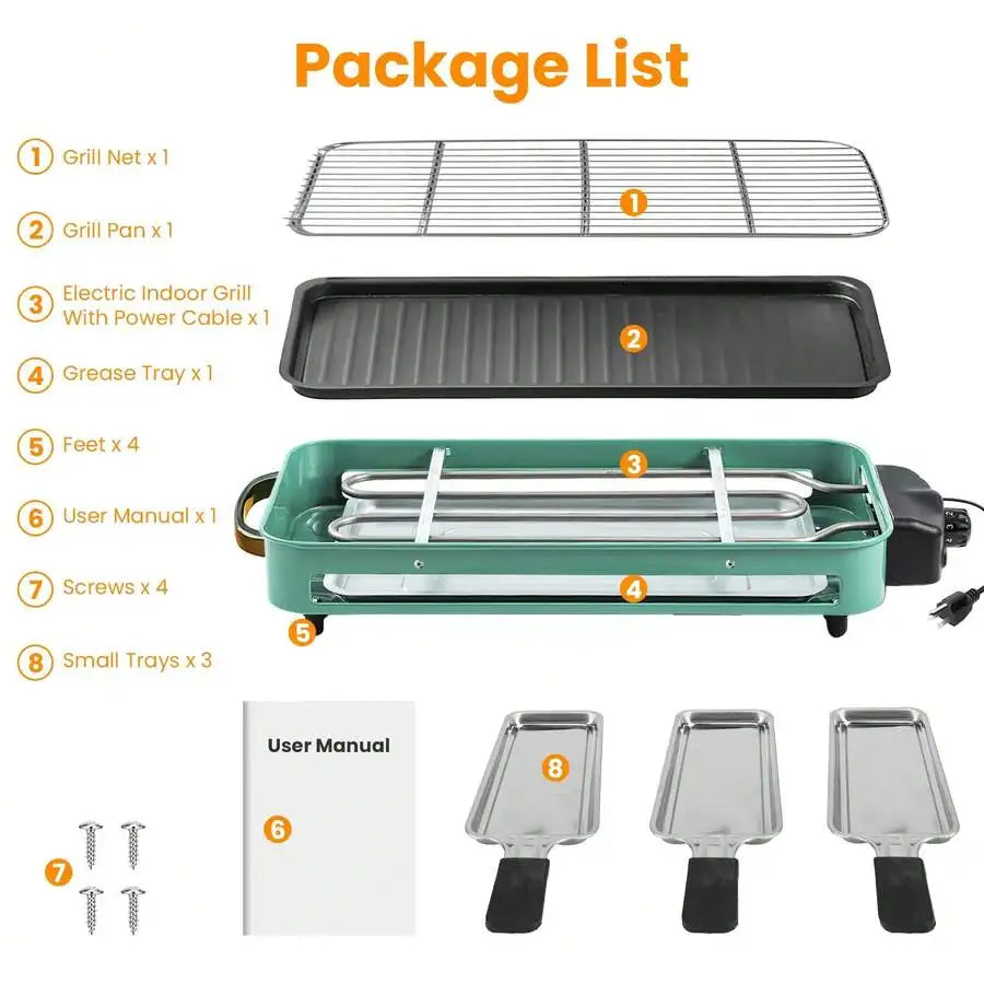XMSJ 1500W Electric Indoor Grill 2-in-1 With Removable Plate