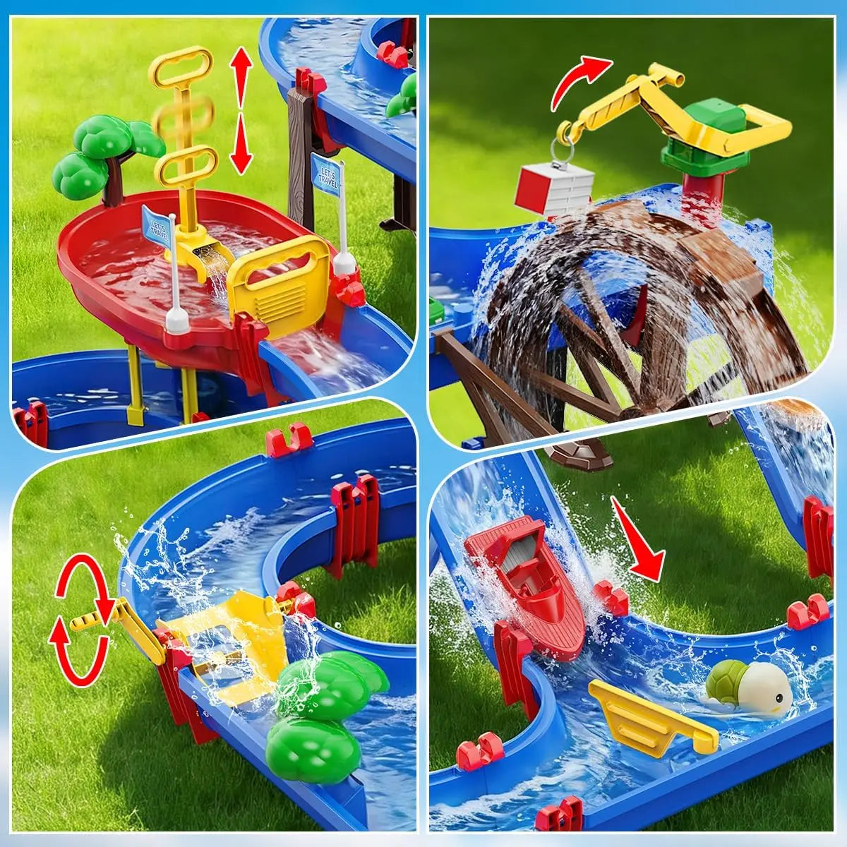 VATOS Outdoor Water Table With 2 Tier Water Wheel Playset