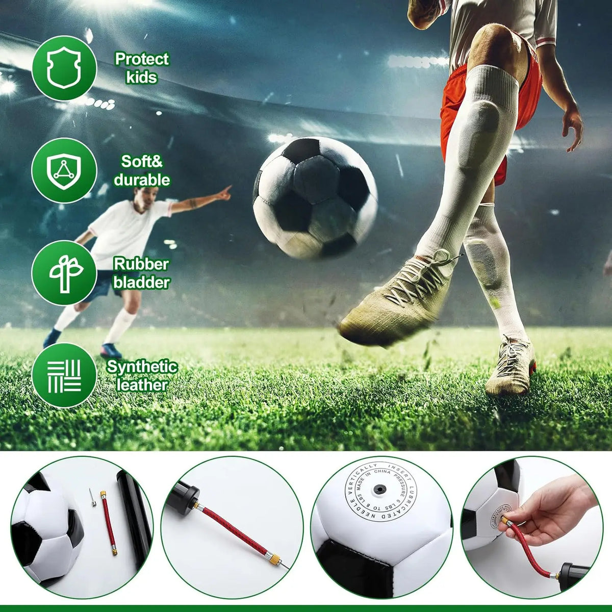 YTYIN Deflated Soccer Balls With Pumps Bundle Kit