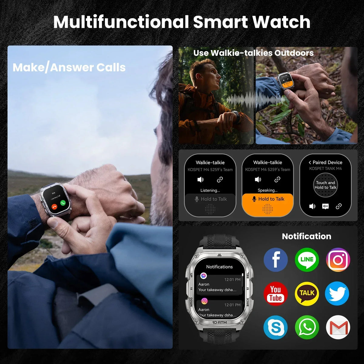 KOSPET Tank M4 Smart Watch GPS Offline Maps Health Monitor