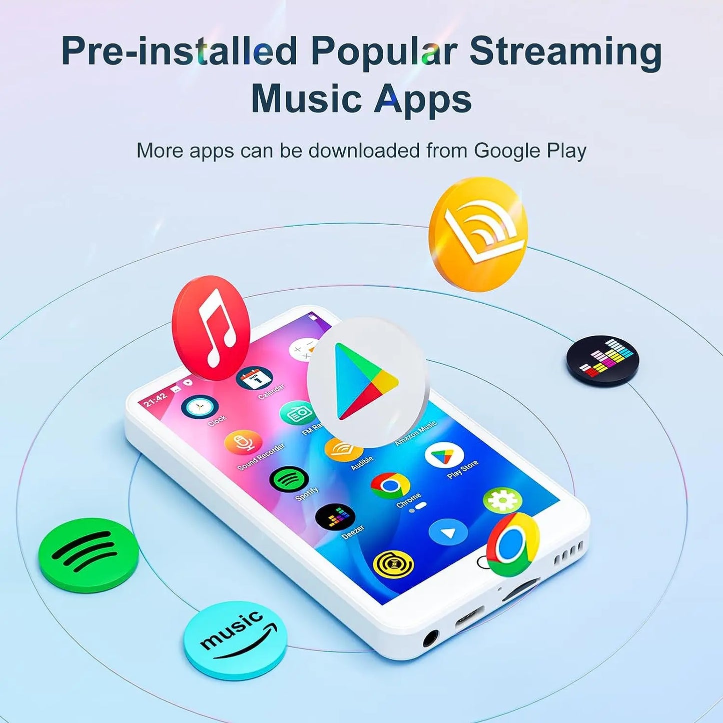 Mechen Android 9.0 MP3 Player Bluetooth 512GB 16GB Internal Storage