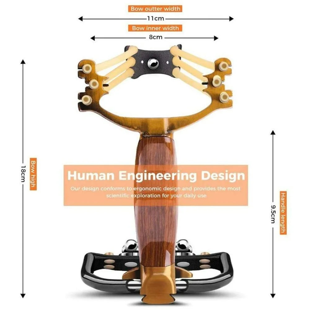 Outdoor Slingshot Set Alloy Wooden Handle With 3 Rubber Bands
