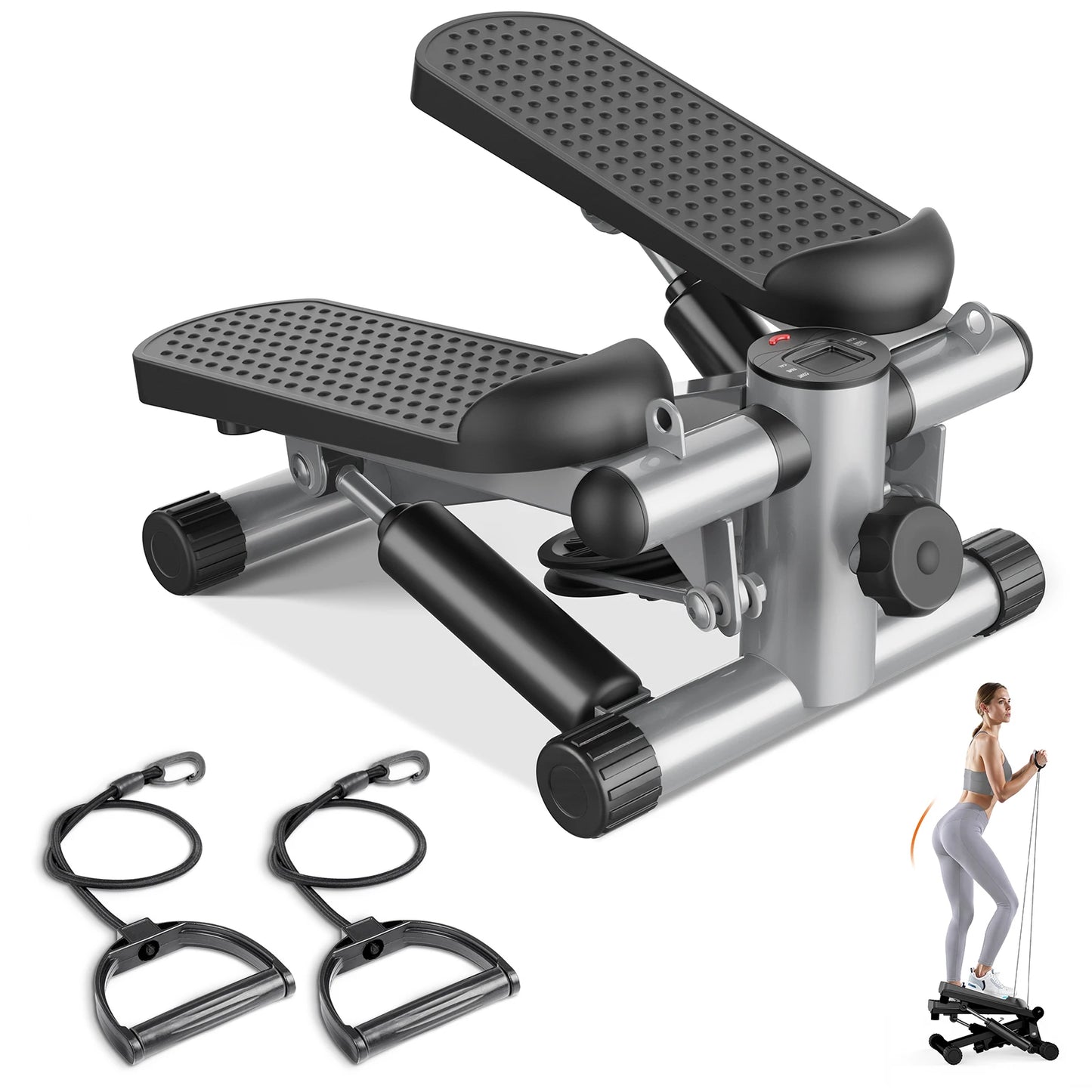 JHK Mini Stepper With Resistance Bands 300 Lbs Weight Capacity