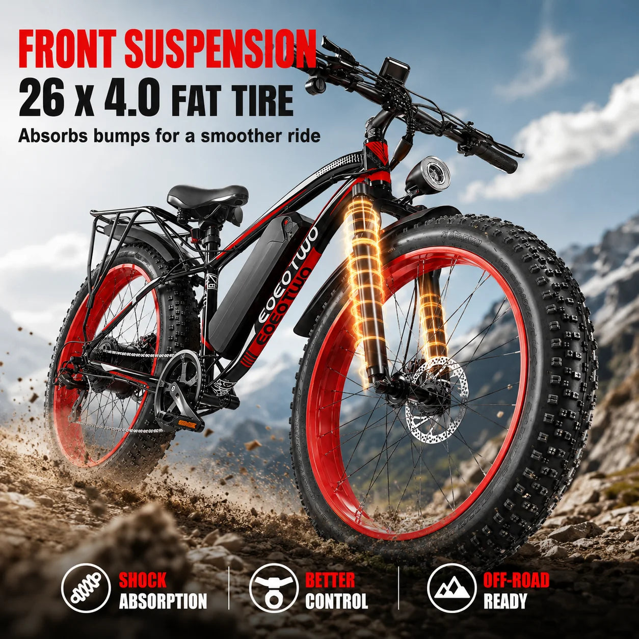 EOEOTWO 1500W Fat Tire Electric Bike All Terrain Ebike 34MPH