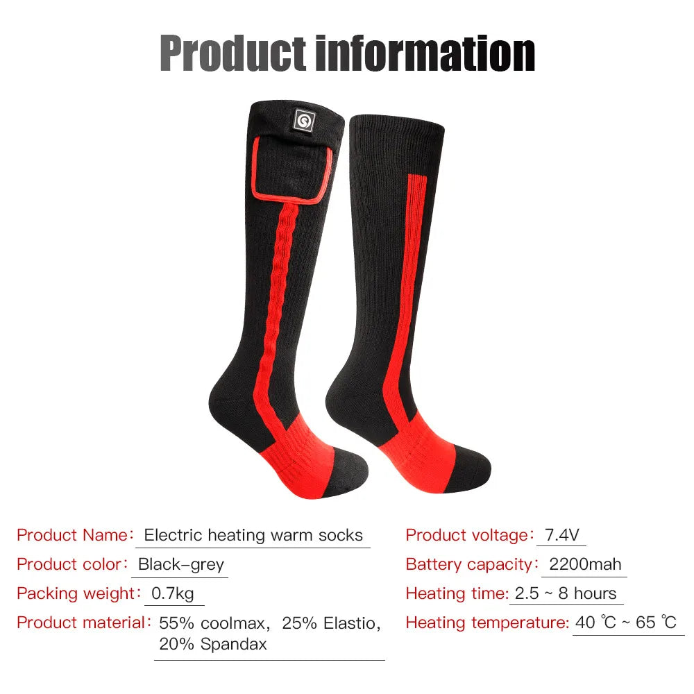 Snow Deer Rechargeable Heated Socks 2200mAh Outdoor Warmth